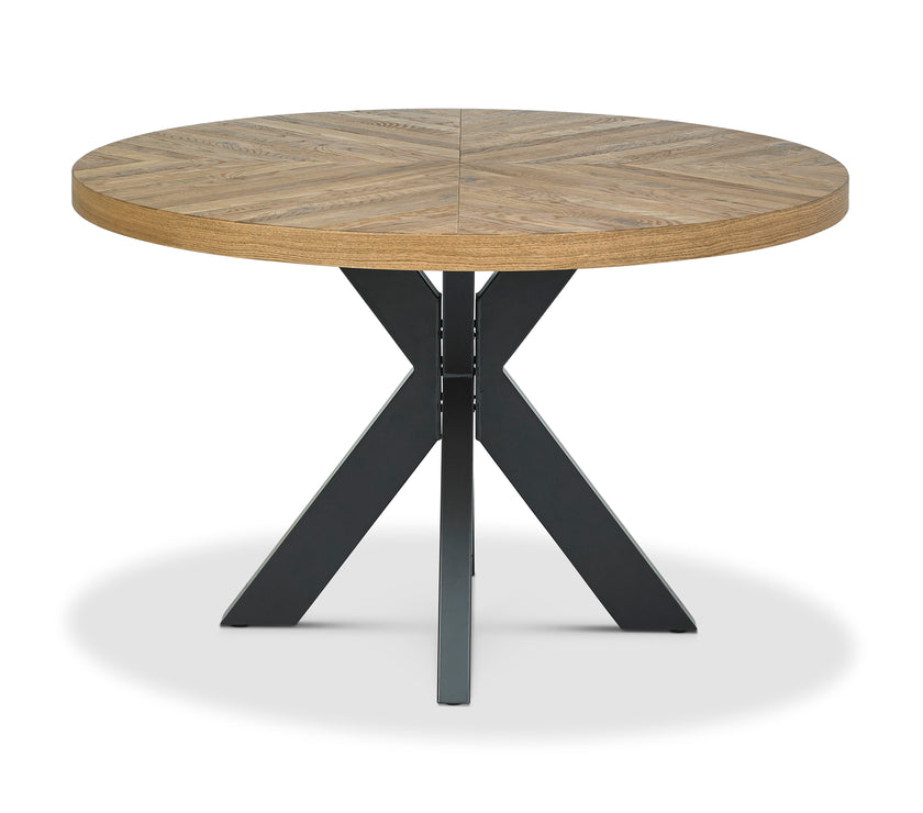 Front image of the Elliot Rustic Oak Round Dining Table