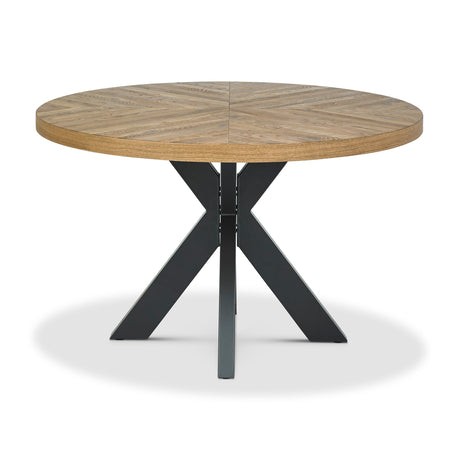 Front image of the Elliot Rustic Oak Round Dining Table