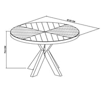 Dimensions of the Elliot Rustic Oak Round Dining Table