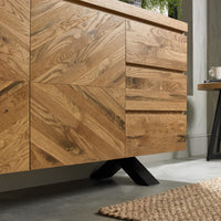 Close up view of the Elliot Rustic Oak Sideboard