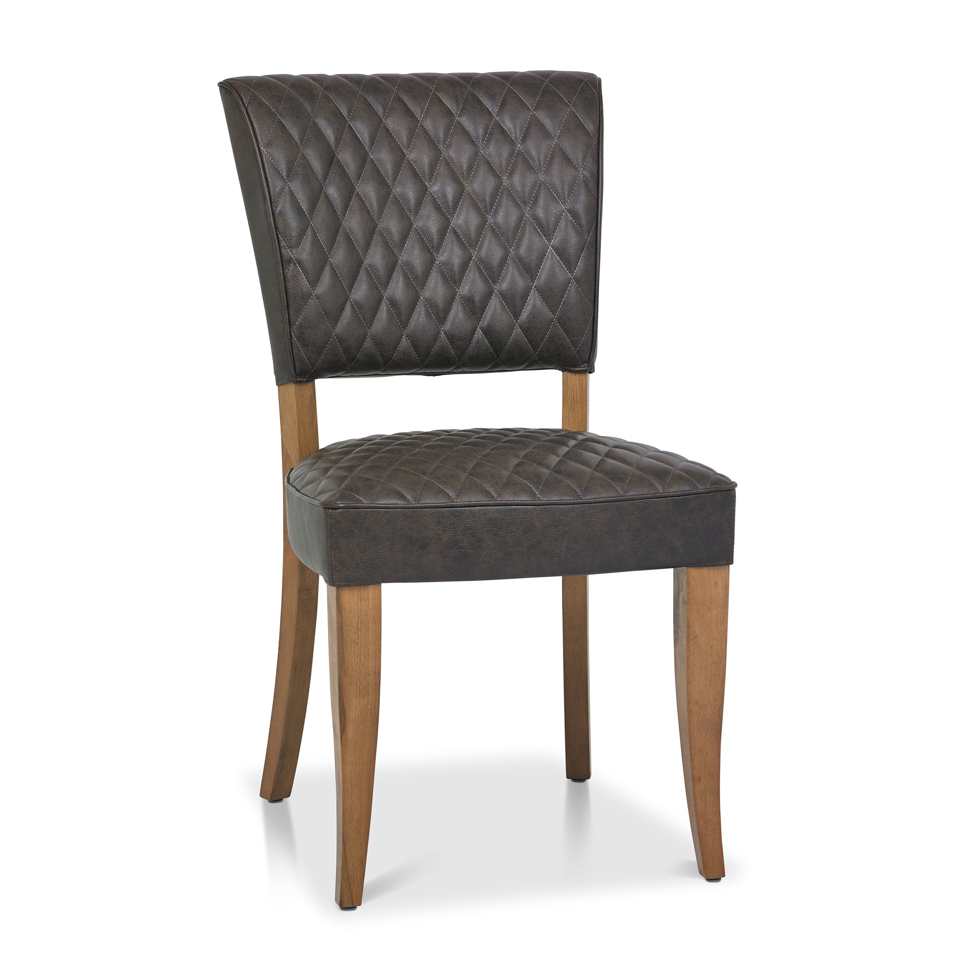 Landon Rustic Oak Dining Chairs Saddle Faux Leather