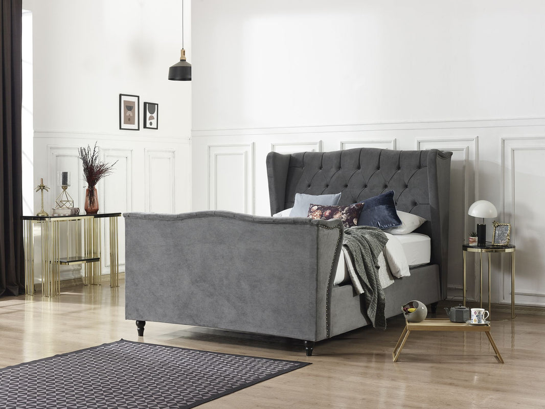 Angled view of the Bravo King Size Ottoman Bed Frame