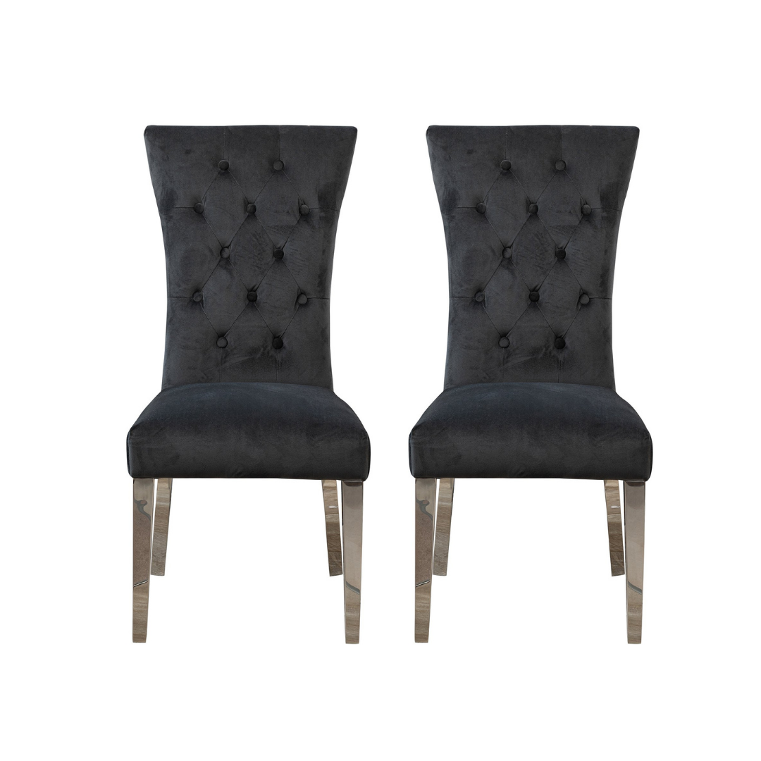 Dining chairs with brushed steel deals legs