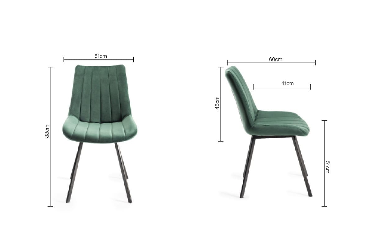 Savio Dining Chairs (Pair) Green