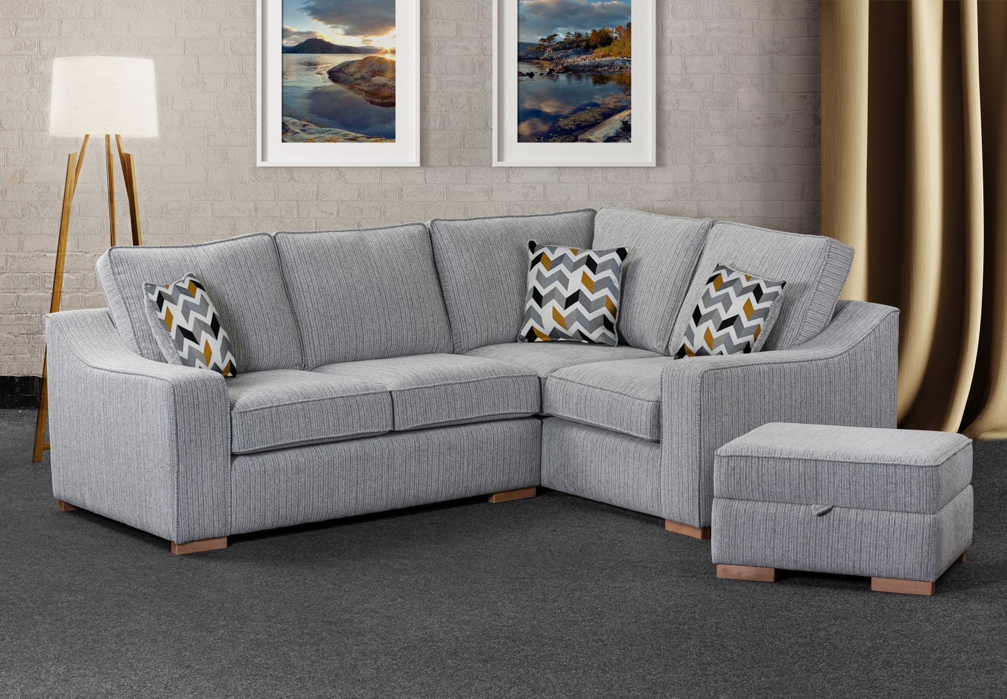 Right hand deals corner sofa grey