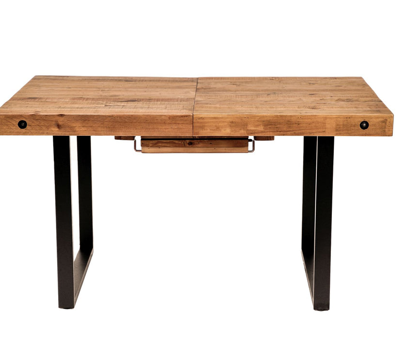 Angled view of NCF's oregon extendable dining table. 