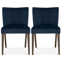 Front view of the Turner Dark Oak Dining Chairs with foam cushion, fabric upholstery, and tapered dark oak legs.