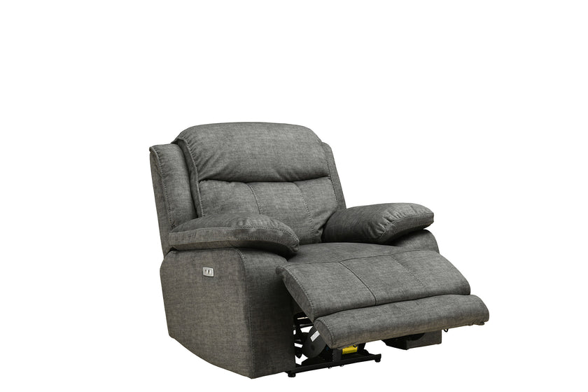Angled view of the New Vermont Recliner Armchair against a white background in a reclined position